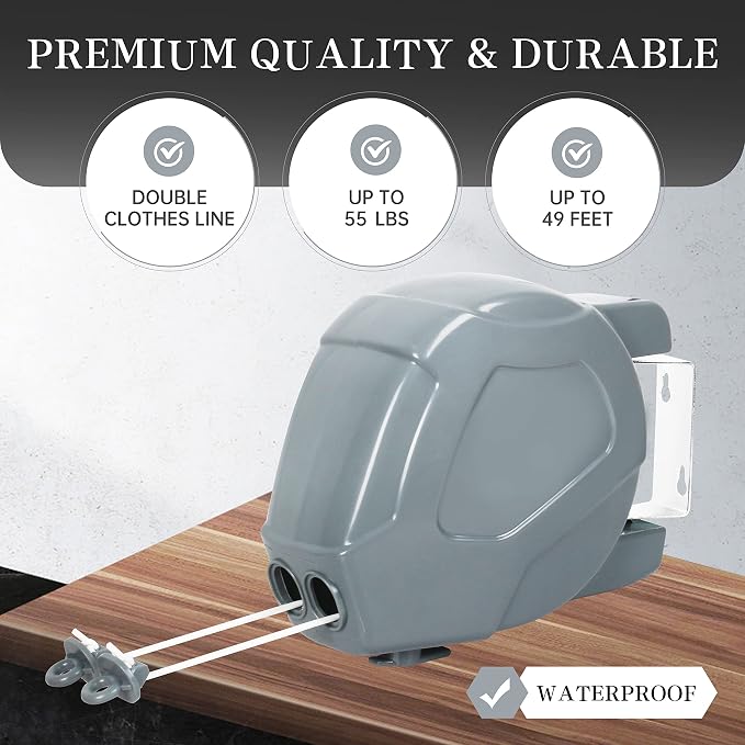 ZOES HOMEWARE Retractable Clothesline Heavy Duty Retracting Clothes Line - Image 3