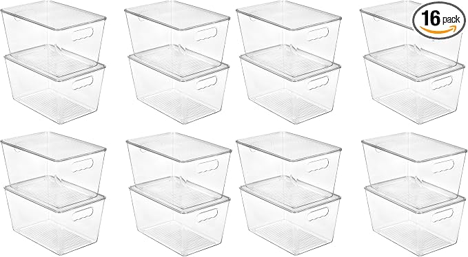 Vtopmart 16 Pack Clear Stackable Storage Bins by Vtopmart