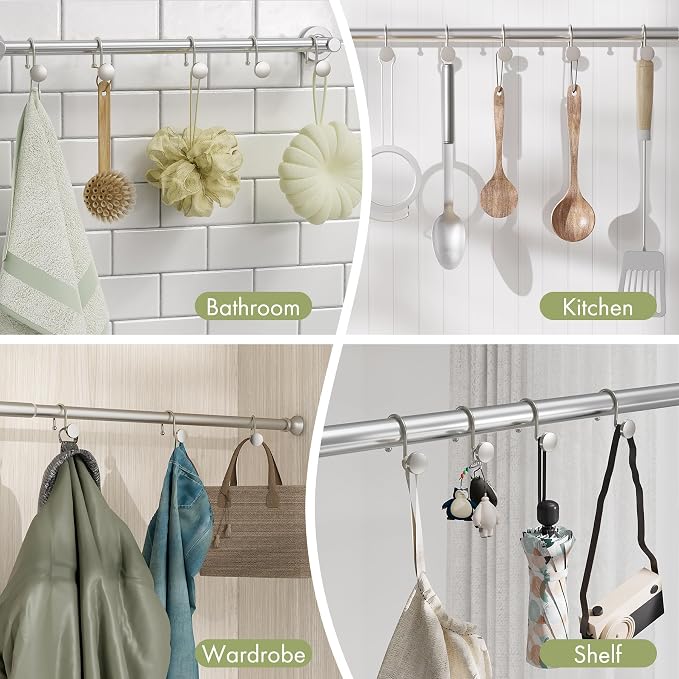 AmazerBath Shower Curtain Hooks Brushed Nickel Shower Curtain Rings, Heavy Duty - Image 7
