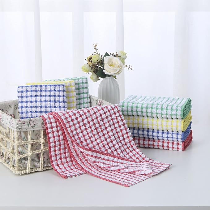 Oeleky Cotton Kitchen Towels 8 Pack, 15x26 Checkered Dish Towels - Image 6