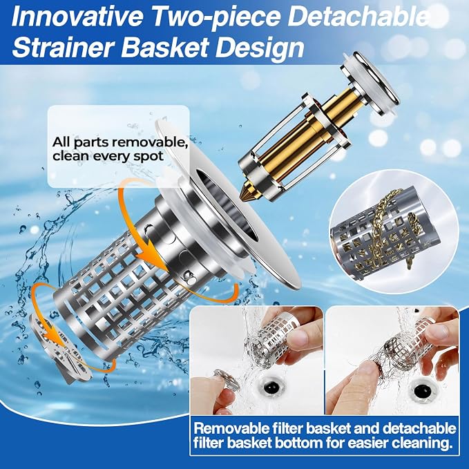 Sink Stopper Hair Catcher, Pop-up Sink Drain Strainer - Image 4