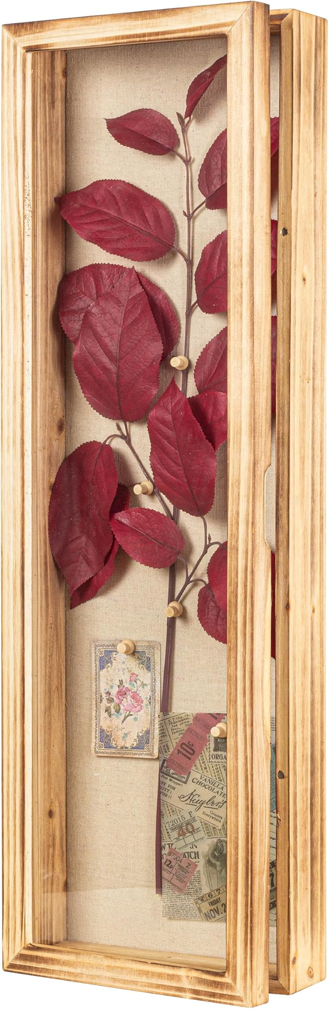 Freezing point Shadow Box Frame 8x25 Flower Shadow Box Pin Display Case Cabinet Picture Frame with Linen Back Memorabilia Awards Medals Badge Bouquet Wedding Memory Box for Keepsakes Long
