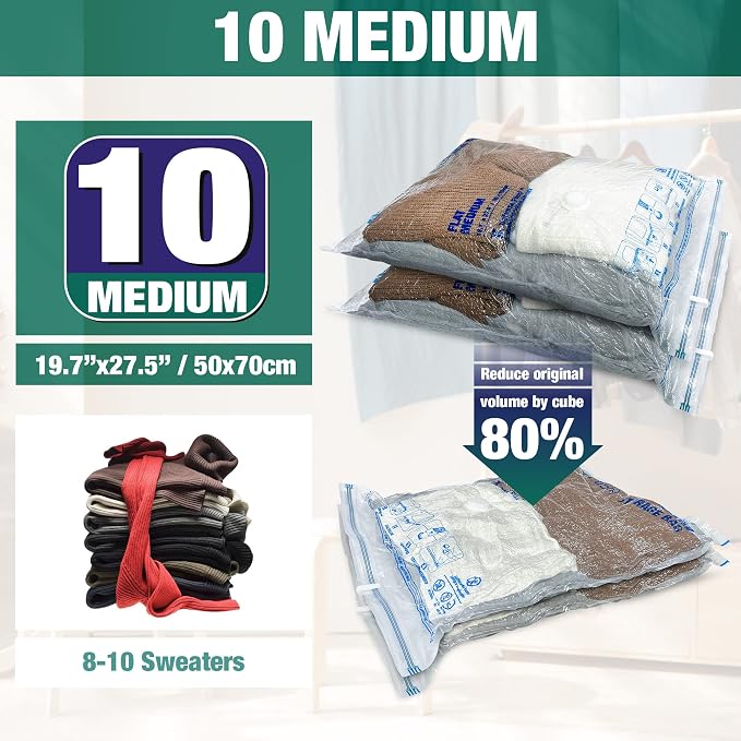 Vacuum Storage Bags, 10 Medium Space Saver Vacuum Seal Bags, Space Bags - Image 2
