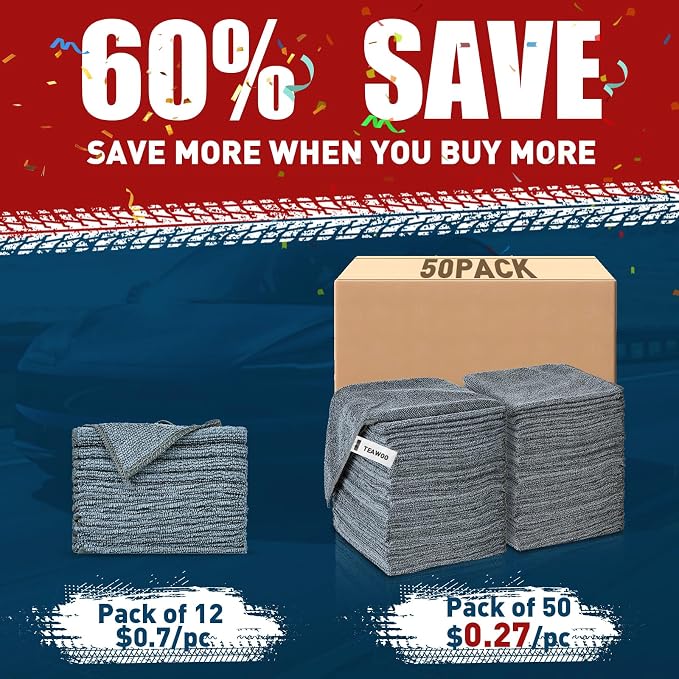 Microfiber Cleaning Cloths Bulk-50 Pack, 12x12 inches - Image 2