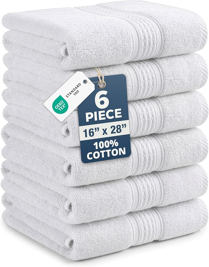 LANE LINEN Hand Towels for Bathroom 100% Cotton 6 Pack 16x28 by LaneLinen
