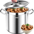 Large Stock Pot - Heavy Duty Tri-Ply Bottom Commercial Grade Soup Pot for Cooking Soup, Stew, Canning, Oven, Gas, Ceramic, Dishwasher Safe