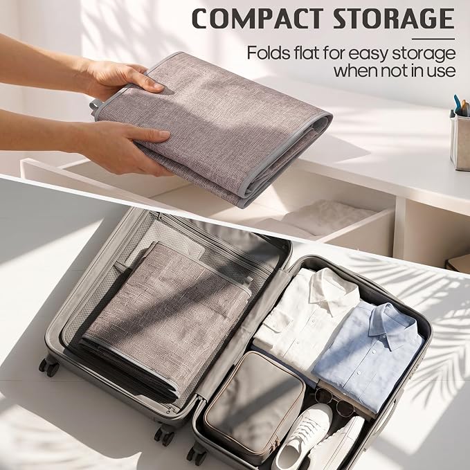Hanging Closet Organizer 4-Shelf Wide Trapezoid, Heather Grey | Hanging Clothes - Image 5
