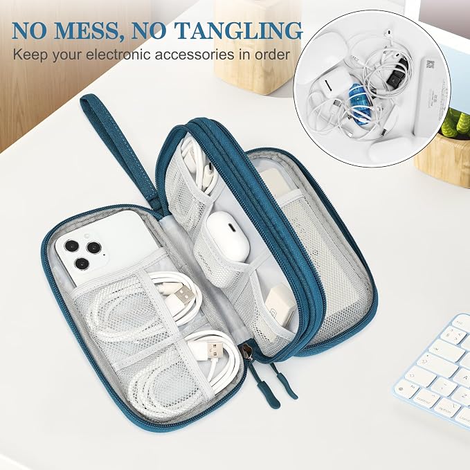 FYY Electronic Organizer, Travel Tech Pouch Bag, Cable Organizer Dark Green | - Image 5