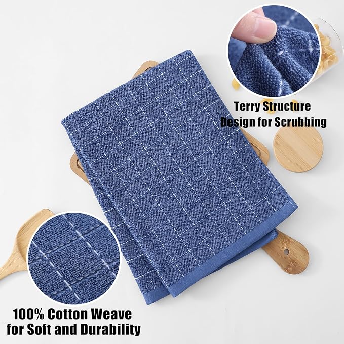 Homaxy 100% Cotton Terry Kitchen Towels, Large 4 Pack - Image 2