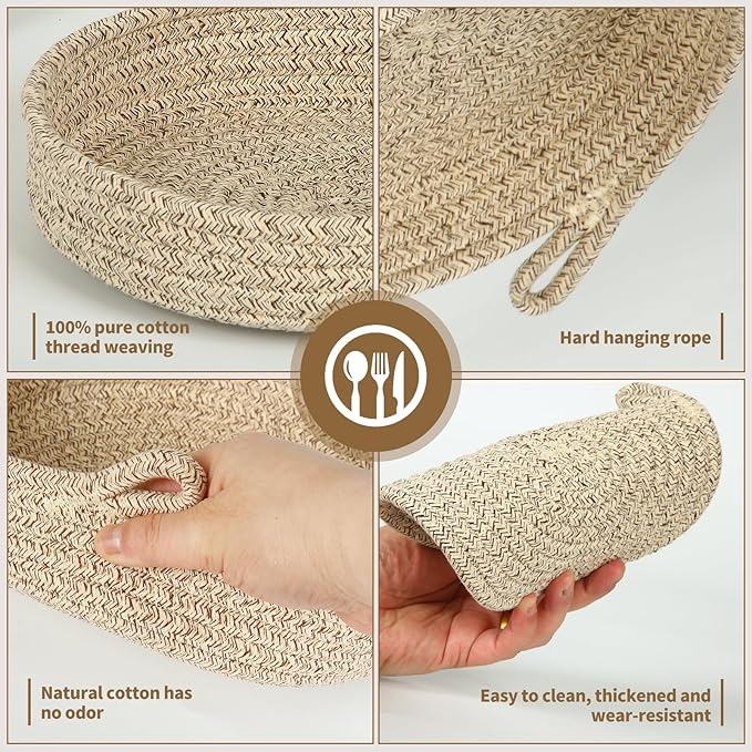 Hot Pads for Quartz Countertops with Storage Basket | 6-Pack 8-Inch Cotton Trivets for Hot Dishes & Pots | Machine Washable Farmhouse Kitchen Decor