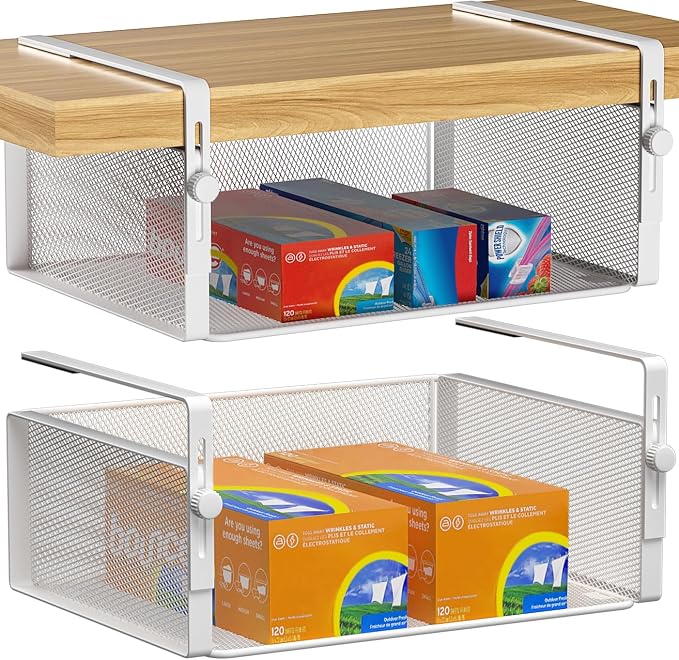 AmonHouseware 2Pack Under Shelf Basket, Adjustable Hanging Holder by AmonHouseware