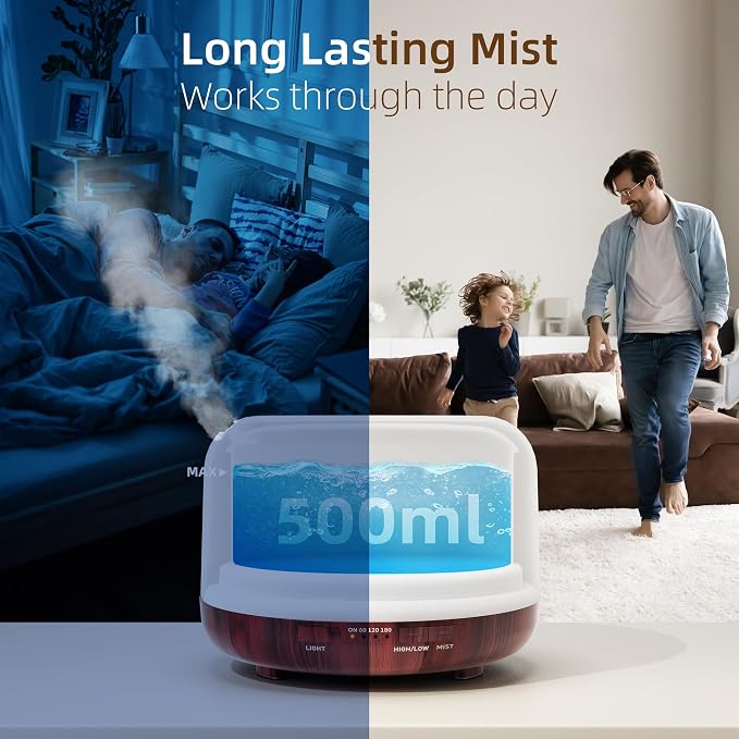 ASAKUKI Essential Oil Diffuser for Home, 500ML Aromatherapy Humidifier | - Image 2