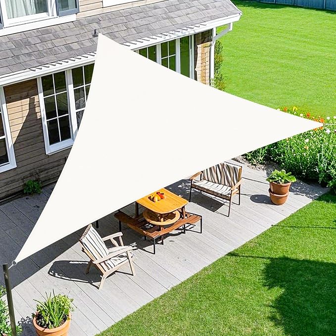 Amagenix Sun Shade Sail 8X10X12.8 Curved Edge Outdoor Shade Canopy White Breathable 95% UV Block Shade Cloth for Patio Garden Backyard (We Make Custom Size)
