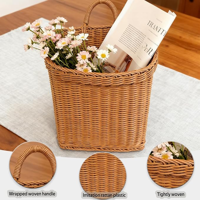 Hanging Basket for Wall Hanging Wicker Wall Baskets for Storage, Space-Saving - Image 3