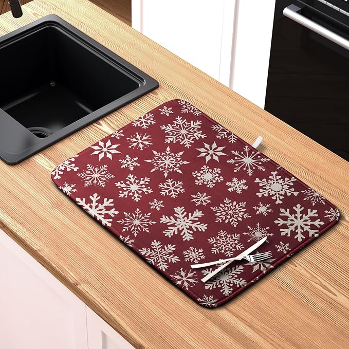 Christmas Snowflakes Dish Drying Mat - Image 6