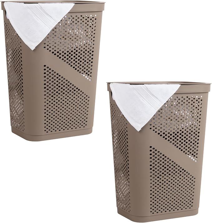 Mind Reader 60L Slim Laundry Hamper, Clothes Basket, Ventilated by MindReader
