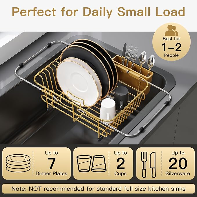 JASIWAY Gold Dish Drying Rack in Sink - Image 4