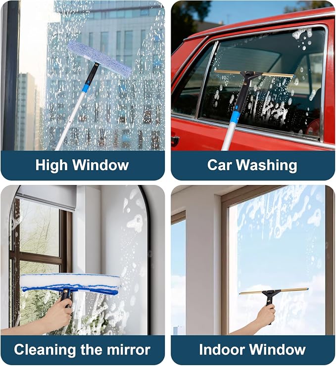 Window Cleaning Kit, Swivel Squeegee & Scrubber - Image 7