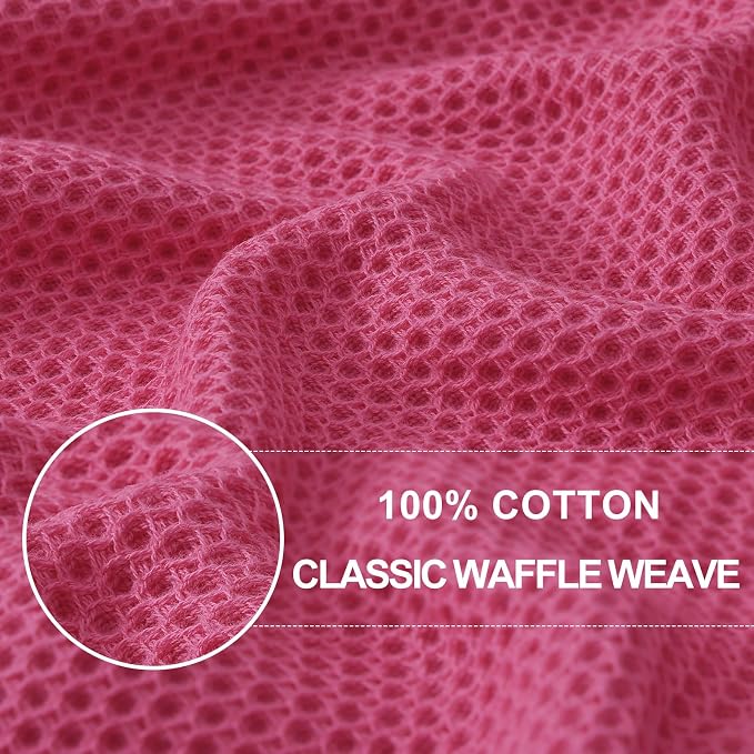 Homaxy 100% Cotton Waffle Weave Kitchen Dish Cloths 6-Pack, Hot Pink | 12 x 12 - Image 2