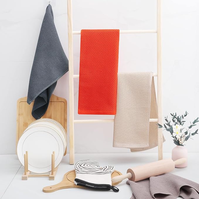 Homaxy 100% Cotton Waffle Weave Kitchen Dish Towels 8-Pack, Ultra Soft - Image 6