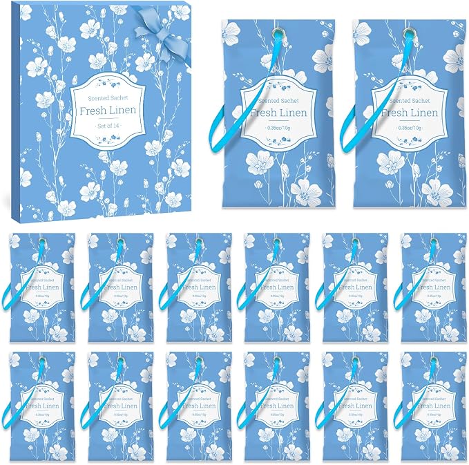 SCENTORINI Scented Sachets for Drawer and Closet, Fresh Linen Scent 14 Pack - Image 9