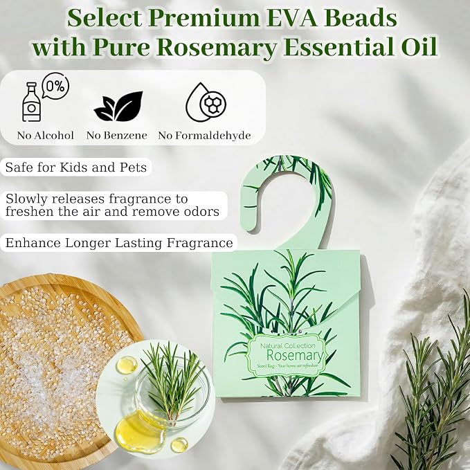 24 Pack Rosemary Sachets for Drawers and Closets, Natural Closet Freshener - Image 3