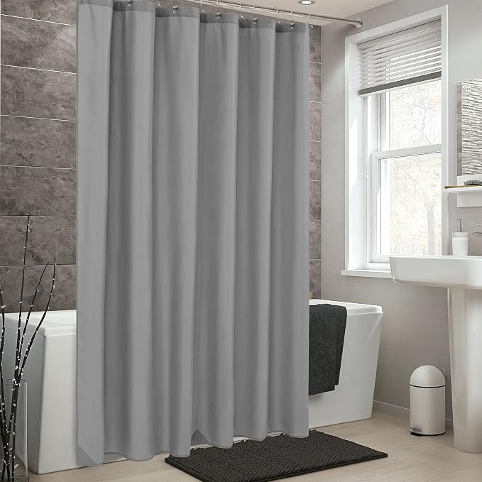 ALYVIA SPRING 72x78 Long Waterproof Fabric Shower Curtain or Liner Grey - Image 6