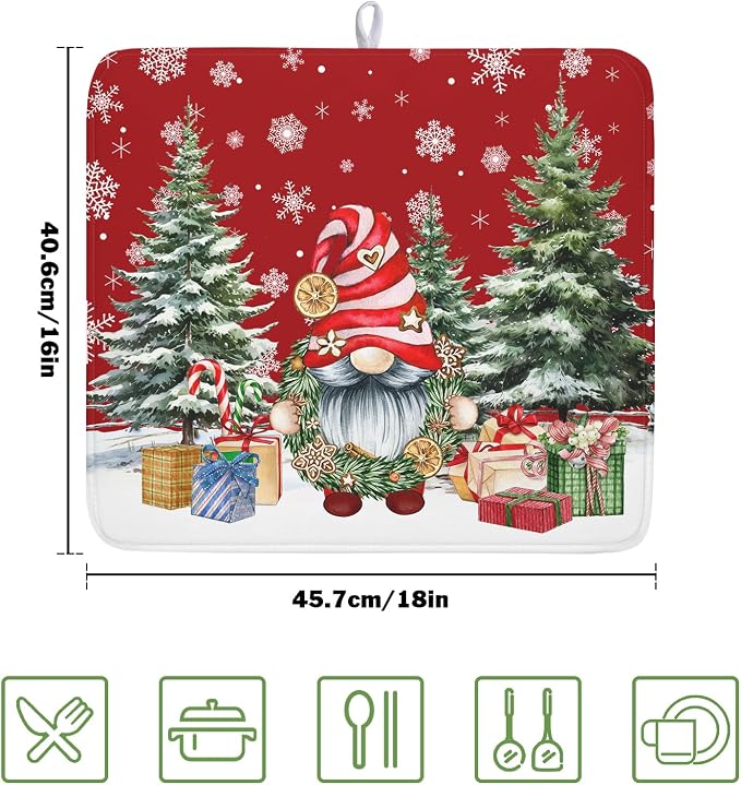 Kawani Christmas Gnome Dish Drying Mats - Image 2