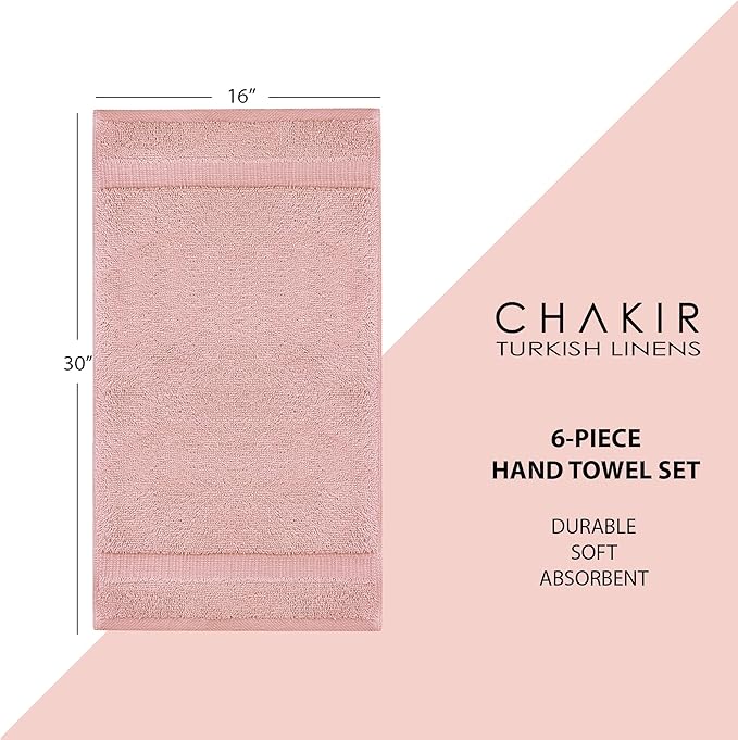 Chakir Turkish Linens 100% Cotton 6-Pack Hand Towels 16x30, Oeko-Tex Certified - Image 5