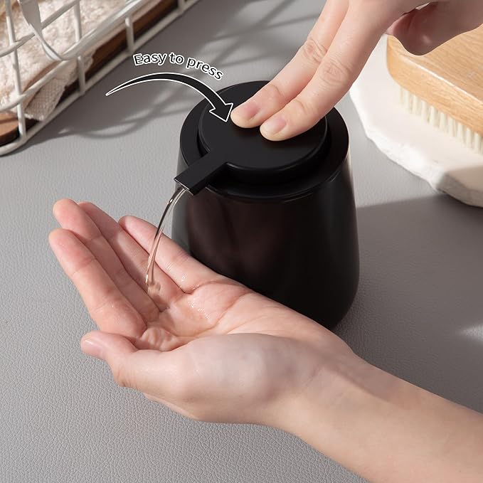 Enra Black Soap Dispenser, Modern Ceramic Hand Soap Dispenser - Image 6