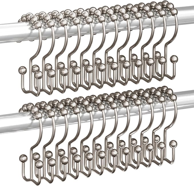 Titanker Shower Curtain Hooks Rings, Rust Resistant Metal Double Glide Shower by Titanker
