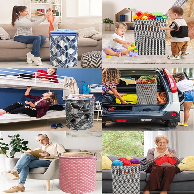 Waterproof Laundry Hamper Collapsible Laundry Basket Leather Handle Laundry Bag - Image 6