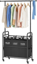 Tajsoon Laundry Sorter with Hanging Bar, 3 Section Laundry Hamper by Tajsoon