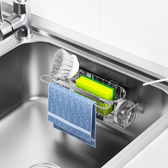 Cisily Kitchen Sink Caddy Sponge Holder in The Sink, Stainless Steel Kitchen - Image 8