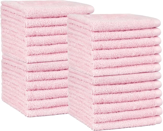 Amazon Basics face Towels for Bathroom, 100% Cotton Extra Absorbent washcloth by AmazonBasics