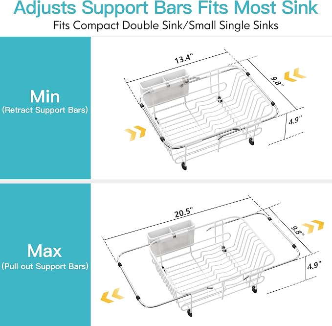 JASIWAY White Dish Drying Rack in Sink - Image 4