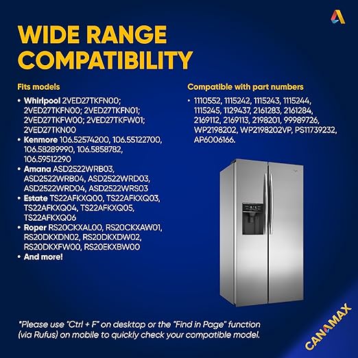 【Upgraded 2026】 2198202 Refrigerator Cold Control Thermostat Replacement - Compatible with Whirlpool & Kenmore Refrigerators - Replaces 2161284 2198201 PS11739232 AP6006166 WP2198202 161284 1110552