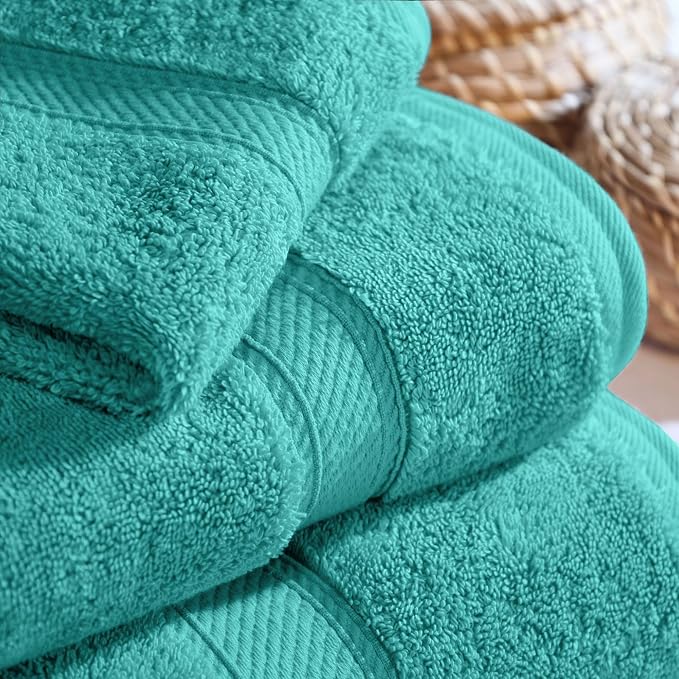 SUPERIOR Egyptian Cotton Ultra Plush & Absorbent, 3 Piece Set, Turquoise | - Image 7