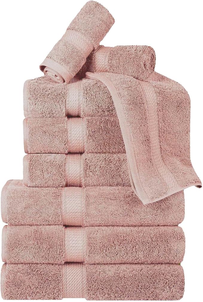 Superior Egyptian Cotton 800 GSM Plush Absorbent, 9 Piece Set, Muted Mauve | - Image 2