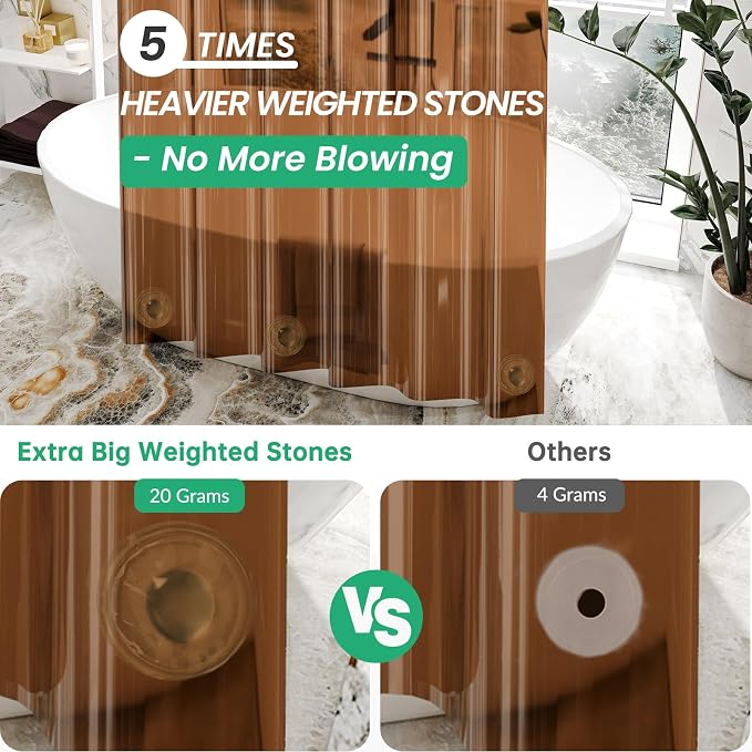 AmazerBath Premium EVA Shower Curtain Amber, Luxury Shower Curtain Clear Brown - Image 5