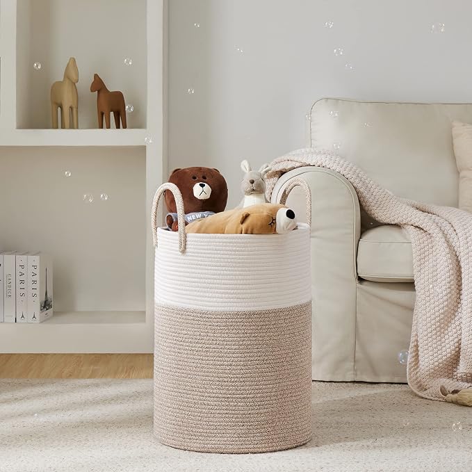 YOUDENOVA Cotton Rope Laundry Hamper Basket, 72L Blanket Basket - Image 2