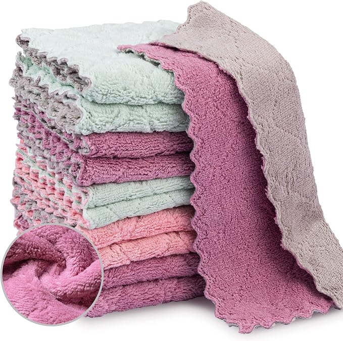 Bessrung 20 Packs Kitchen Cloth Dish Towels, Nonstick Oil Fast Drying Washcloths by Bessrung