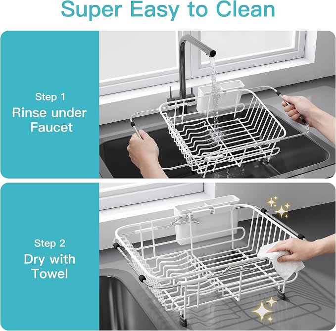 JASIWAY White Dish Drying Rack in Sink - Image 9