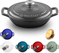 Signature Enameled Cast Iron Braiser, Non-Stick Serving Pot with Tight Fitting Lid for Perfect Roasting, Baking, Sauteing, Searing, and Pan Frying | 2.25Q (2.1L) - Oyster Grey