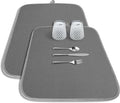 Kitsure 2 Pack Dish Drying Mat for Kitchen Counter, Dark Grey | Microfiber by Kitsure