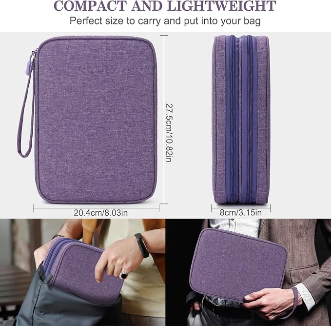 FYY Electronic Organizer, Travel Tech Pouch Bag, Extra Large, Dark Purple | - Image 2