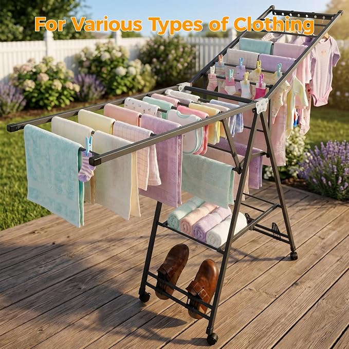Clothes Rack, 2-Tier Drying Hanger, - Image 3