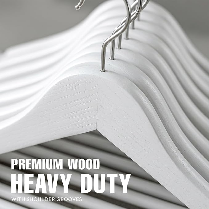 Utopia Home Wooden Hangers 20 Pack – Slim Suit Hangers White | 360° rotatable - Image 6