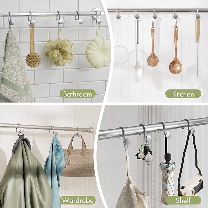 AmazerBath Shower Curtain Hooks Chrome Shower Curtain Rings, Heavy Duty Modern - Image 7