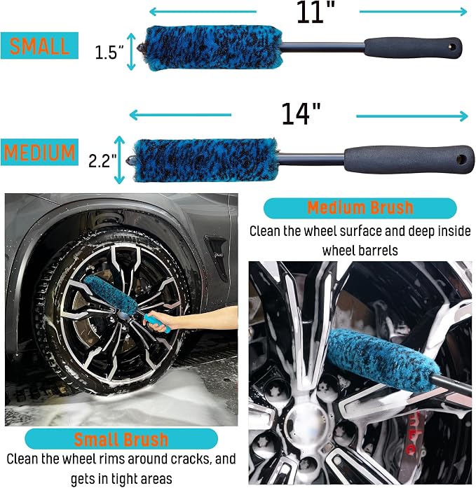 oesee Professional 4 Pack Long Handle Wheel Brush Kit - Image 3